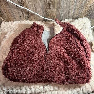 Weatherproof Gray and Cream Sherpa Pullover